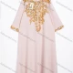 Wholesale Women's Elegant Gold Sequin Leaf Embroidered Round Neck Long Sleeve Maxi Dress #SS60413 Pink Clothing Wholesale Market Liuhua