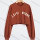 Wholesale Women's Casual Letter Round Neck Button Down Drop Shoulder Crop Cardigan AB004# Brown Clothing Wholesale Market Liuhua