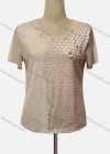 Wholesale Women's Casual Crew Neck Appliques Beaded Blouse - Liuhuamall