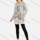 Wholesale Women's Casual Round Neck Eiffel Tower Print Long Rib-Knit Tunic 1# Clothing Wholesale Market Liuhua