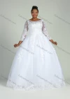 Wholesale Women's Glamorous Embroidery Bateau Neck Beaded Applique Corset Bodice Classic Tulle Wedding Dress 970# - Liuhuamall