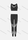 Wholesale Women's Sporty Scoop Neck Racerback Mesh Plain Crop Tank Top & High Waist Long Leggings 2-Piece Set - Liuhuamall