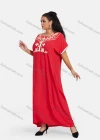 Wholesale Women's African Short Sleeve Floral Embroidery Round Neck Maxi Kaftan Dress #WQ42 - Liuhuamall
