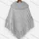 Wholesale Women's Casual Plain Cable Knit Fringe Trim Cape Poncho 501# Clothing Wholesale Market Liuhua