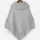 Women's Casual Plain Cable Knit Fringe Trim Cape Poncho 501# Clothing Wholesale Market -LIUHUA