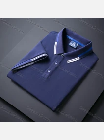 Wholesale Unisex Casual Slim Fit Short Sleeve Striped Trim Button Front Polo Shirts, LIUHUA CLOTHING WHOLESALE