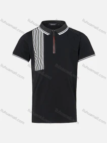 Wholesale Boys Casual Striped Trim Quarter Zip Short Sleeve Polo Shirt, LIUHUA CLOTHING WHOLESALE