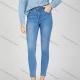 Wholesale Women's Casual Plain Patch Pocket Button Closure Skinny Fit Stretch Jean Blue Clothing Wholesale Market Liuhua