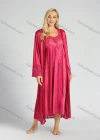 Wholesale Women's Trumpet Sleeve Belted Nightgown 2-Pieces Sleepwear Set - Liuhuamall