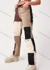 Wholesale Women's Fashion Colorblock Patchwork Frayed Raw Trim Patch Pocket Jeans - Liuhuamall