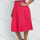 Wholesale Women's Casual Plus Size High Waist Belted Plain Pleated Skirt With Belt 2# Clothing Wholesale Market Liuhua