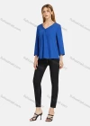 Wholesale Women's V Neck Adjustable Three Quarter Sleeve Ruched Plain Blouse A1625-0919# - Liuhuamall