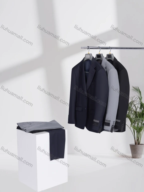 Wholesale Men's Business Lapel Single Breasted Plain Flap Pockets Blazer Jacket & Pants 2 Piece Set D2655#