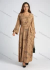 Wholesale Women's V Neck Long Sleeve Button Decor Allover Print Maxi Dress With Belt - Liuhuamall
