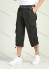 Wholesale Men's Solid Flap Pockets Belted Capris Cargo Pants - Liuhuamall