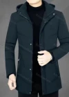 Wholesale Men's Casual Plain Hooded Long Sleeve Button Down Puffer Coat - Liuhuamall