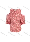 Wholesale Women's Summer Tie Neck Cold Shoulder Ditsy Floral Print Flounce Sleeve Blouse - Liuhuamall