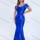 Wholesale Women's Elegant Satin Mermaid Dress with Off-Shoulder Design and Beaded Detail Blue Clothing Wholesale Market Liuhua