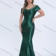 Wholesale Women's Elegant Satin Mermaid Dress with Off-Shoulder Design and Beaded Detail Cadmium Green Clothing Wholesale Market Liuhua