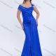 Wholesale Women's Elegant One-Shoulder Evening Gown with Draped Detail and Asymmetrical Embellishments Blue Clothing Wholesale Market Liuhua