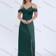 Wholesale Women's Evening Gown with Off-Shoulder Straps and Sequin Detail Cadmium Green Clothing Wholesale Market Liuhua