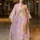 Wholesale Women's Elegant Muslim Appliques Sequin Floral Embroidery Notched Collar Long Sleeve Dubai Abaya Maxi Dress Light Pink Clothing Wholesale Market Liuhua