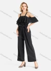 Wholesale Women's Casual Plain Cold Shoulder Ruffle Trim Cami Wide Leg Jumpsuit With Belt - Liuhuamall