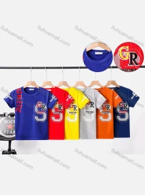 Wholesale Boy's Casual Letter Print Round Neck Short Sleeve Modal Cotton Tee, LIUHUA CLOTHING WHOLESALE