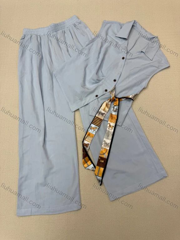 Wholesale Women's Cotton & Rayon Vest & Wide-Leg Pants Set