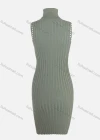 Wholesale Women's Elegant Turtleneck Sleeveless Rib-Knit Pencil Cocktail Dress - Liuhuamall
