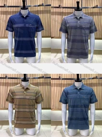 Wholesale Men's Casual Striped Patch Pocket Short Sleeve Polo Shirt, LIUHUA CLOTHING WHOLESALE