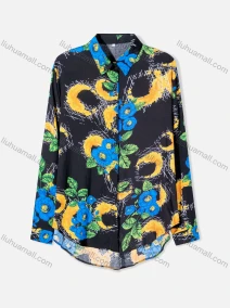 Wholesale Women's Plus Size Fashion Long Sleeve Button Down Floral Print Shirt, LIUHUA CLOTHING WHOLESALE