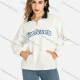 Wholesale Women's Fashion Long Sleeve Quarter Zip Fuzzy Letter Embroidery Sweatshirt LS3014# White Clothing Wholesale Market Liuhua
