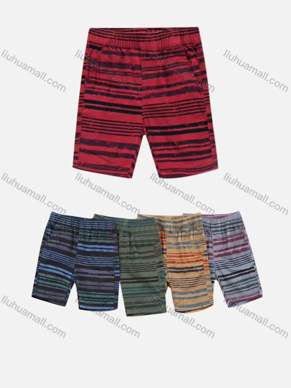 Wholesale Boys Casual Elastic Waist Striped Print Shorts 30501#