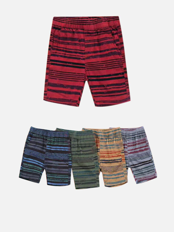 Boys Casual Elastic Waist Striped Print Shorts 30501#, Clothing Wholesale Market -LIUHUA, KIDS-BABY, Boys-Clothing