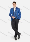 Wholesale Men's Stand Collar Floral Jacquard One Button Stylish Blazer Jacket With Waistcoat 3-Pieces Set - Liuhuamall