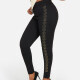 Women's Plus Size Plain Rhinestone Elastic Waist Pants Casual High Waist Leggings Black Clothing Wholesale Market -LIUHUA