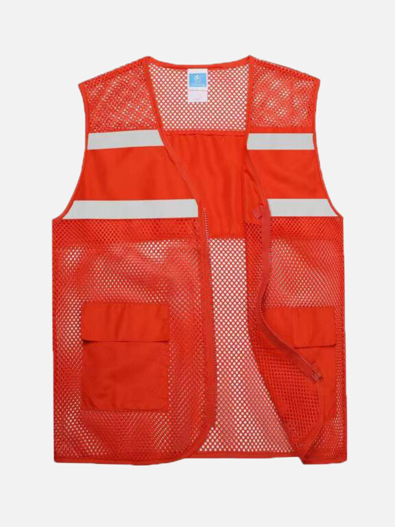 Mesh Zipper Front High Visibility Reflective Strips Safety Vests with Pockets, Clothing Wholesale Market -LIUHUA, SPECIALTY, Other-Clothing