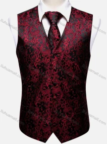 Wholesale Men's Formal Floral Print Silky Waistcoat With Necktie 2-piece Set, LIUHUA CLOTHING WHOLESALE