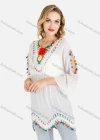 Wholesale Women's Rainbow Tassel Crochet Floral Trim Drop Shoulder Tie Back Cover Up - Liuhuamall