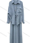 Wholesale Women's vintage loose shirt & long pants set, relaxed fit, comfortable and stylish. - Liuhuamall