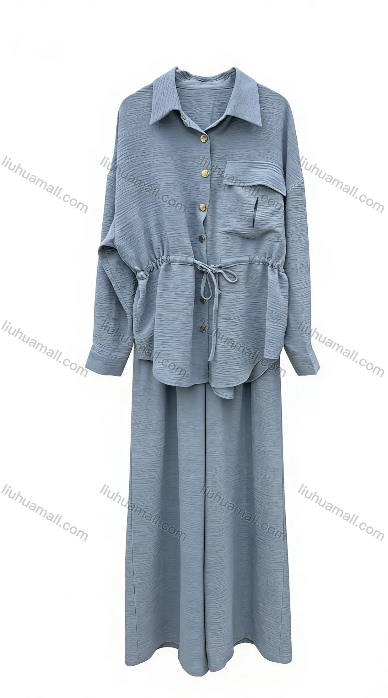 Wholesale Women's vintage loose shirt & long pants set, relaxed fit, comfortable and stylish.