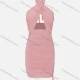 Wholesale Women's Sexy Halter Wrap Criss Cross Cut Out Ruched Drawstring Bodycon Club Dresses LN2832# Pink Clothing Wholesale Market Liuhua