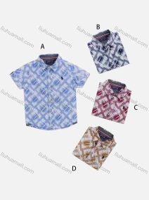 Wholesale Boys' Casual Collared Short Sleeve Allover Print Shirt, LIUHUA CLOTHING WHOLESALE
