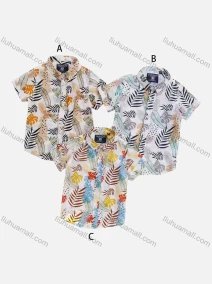 Wholesale Boys' Vacation Collared Short Sleeve Floral Print Shirt, LIUHUA CLOTHING WHOLESALE