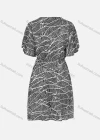 Wholesale Women's Wrap V Neck Ruffle Sleeve Texture Elastic Waist Casual Short Dress - Liuhuamall
