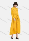 Wholesale Women's Casual Plain Button Down Long Sleeve Tie Front Flap Pocket Midi Dress - Liuhuamall