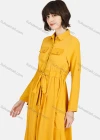 Wholesale Women's Casual Plain Button Down Long Sleeve Tie Front Flap Pocket Midi Dress - Liuhuamall
