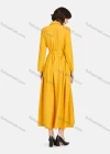 Wholesale Women's Casual Plain Button Down Long Sleeve Tie Front Flap Pocket Midi Dress - Liuhuamall