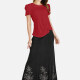 Women's Casual Short Sleeve Pearl Decro Top & A Line Long Skirt Set 6# Clothing Wholesale Market -LIUHUA